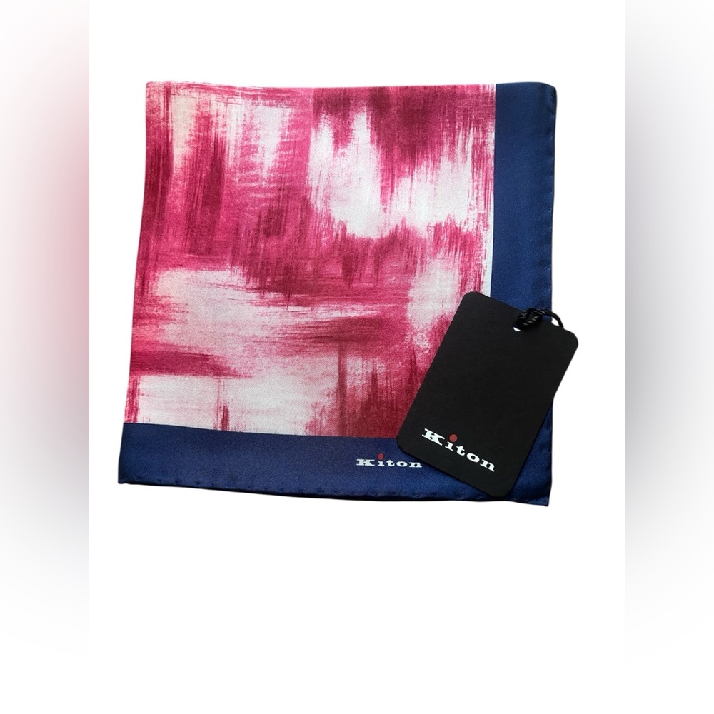 NWT Kiton Pocket Square 100% Silk Blue/Purple Pocket Square  15x15